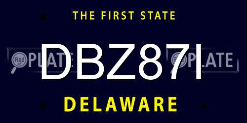 DBZ87I Delaware License Plate