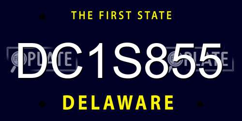 DC1S855 Delaware License Plate