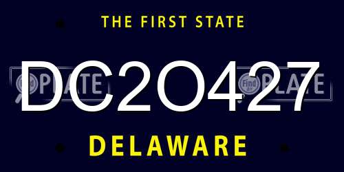 DC2O427 Delaware License Plate