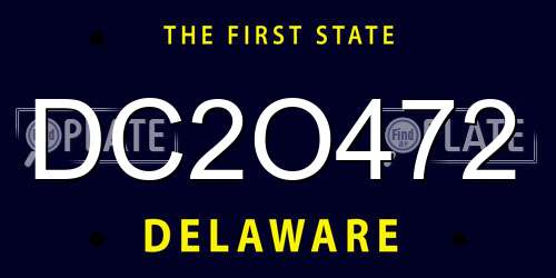 DC2O472 Delaware License Plate