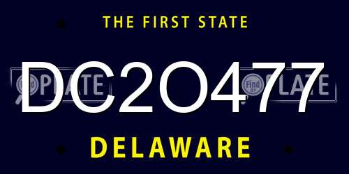 DC2O477 Delaware License Plate