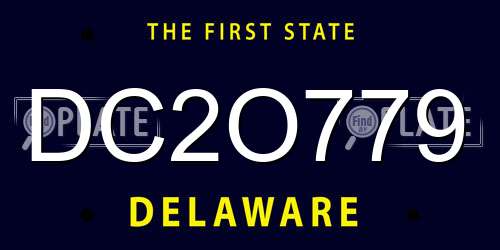 DC2O779 Delaware License Plate
