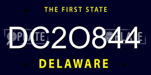DC2O844 Delaware License Plate