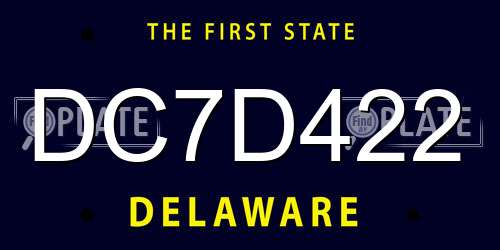DC7D422 Delaware License Plate