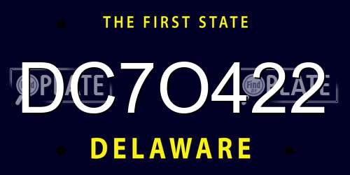 DC7O422 Delaware License Plate