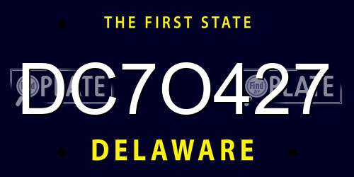 DC7O427 Delaware License Plate