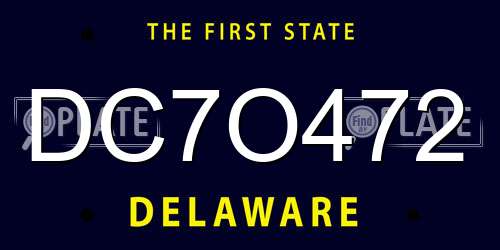 DC7O472 Delaware License Plate