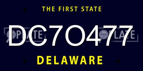 DC7O477 Delaware License Plate