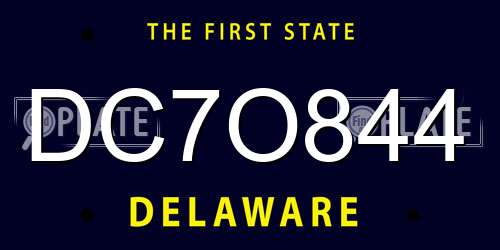 DC7O844 Delaware License Plate