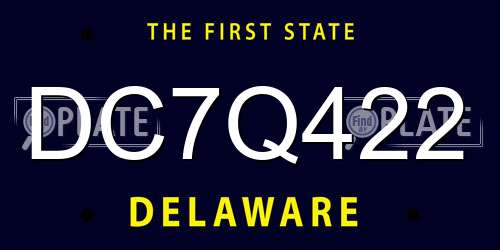DC7Q422 Delaware License Plate