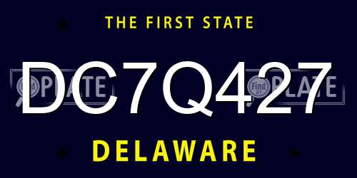 DC7Q427 Delaware License Plate