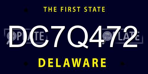 DC7Q472 Delaware License Plate