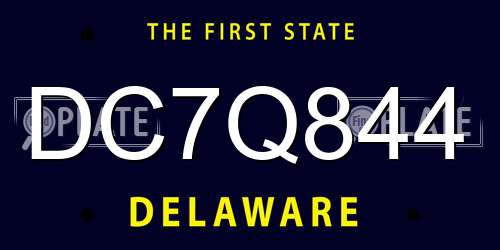 DC7Q844 Delaware License Plate
