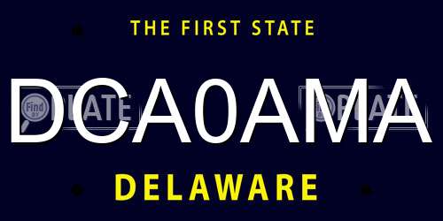 DCA0AMA Delaware License Plate
