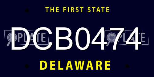 DCB0474 Delaware License Plate