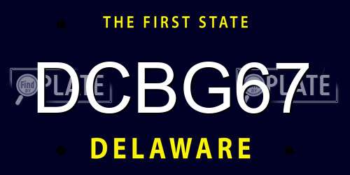 DCBG67 Delaware License Plate