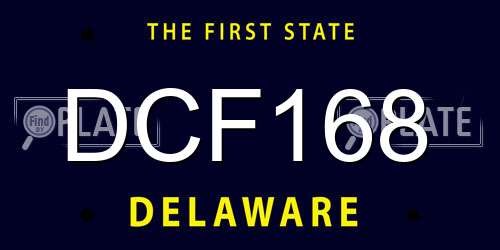 DCF168 Delaware License Plate