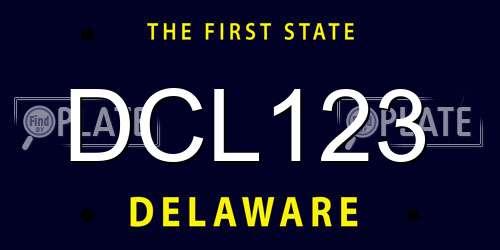 DCL123 Delaware License Plate