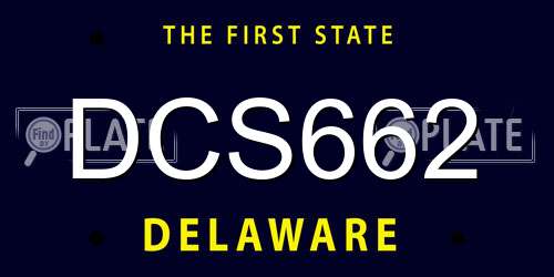 DCS662 Delaware License Plate