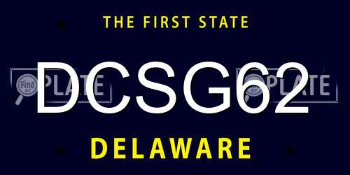 DCSG62 Delaware License Plate