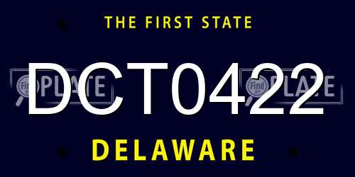 DCT0422 Delaware License Plate