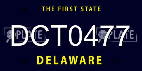 DCT0477 Delaware License Plate