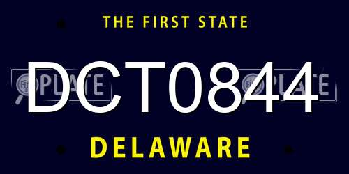 DCT0844 Delaware License Plate