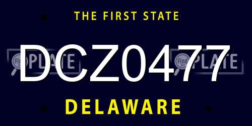 DCZ0477 Delaware License Plate
