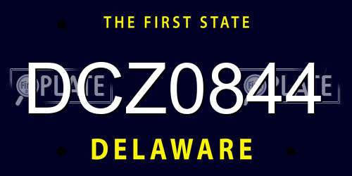 DCZ0844 Delaware License Plate