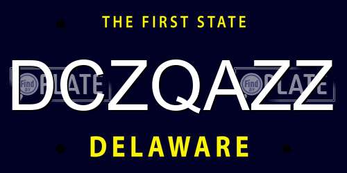 DCZQAZZ Delaware License Plate