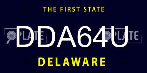 DDA64U Delaware License Plate