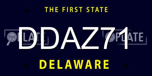 DDAZ71 Delaware License Plate