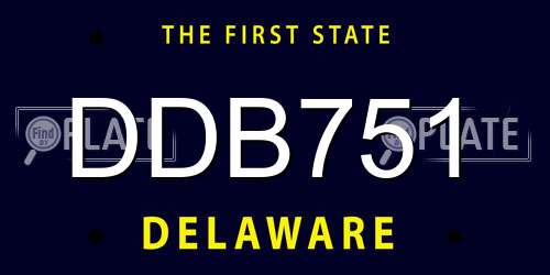 DDB751 Delaware License Plate