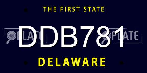 DDB781 Delaware License Plate