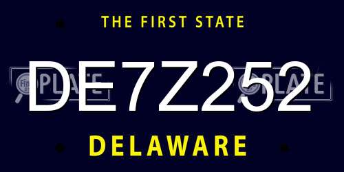 DE7Z252 Delaware License Plate