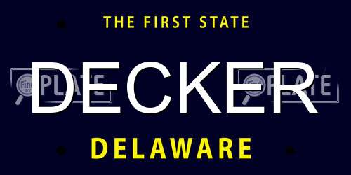 DECKER Delaware License Plate