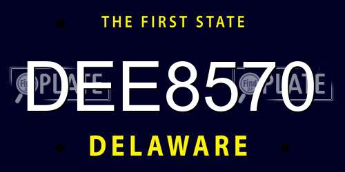 DEE8570 Delaware License Plate