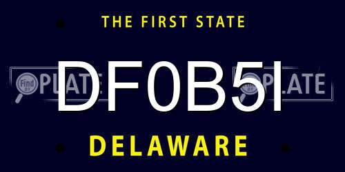 DF0B5I Delaware License Plate