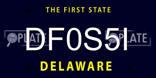 DF0S5I Delaware License Plate