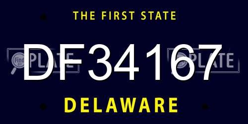 DF34167 Delaware License Plate