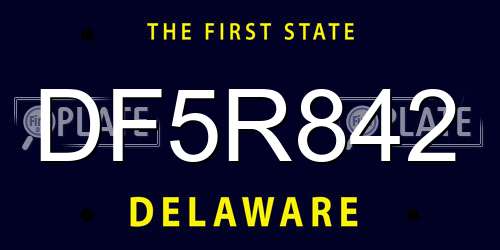 DF5R842 Delaware License Plate