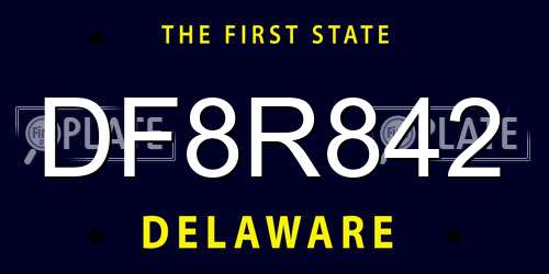 DF8R842 Delaware License Plate