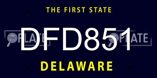 DFD851 Delaware License Plate