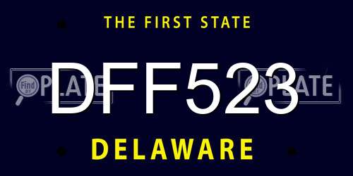 DFF523 Delaware License Plate
