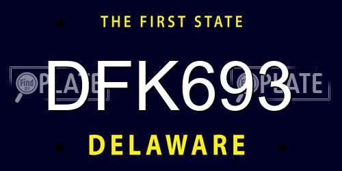 DFK693 Delaware License Plate