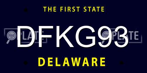 DFKG93 Delaware License Plate