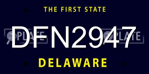 DFN2947 Delaware License Plate