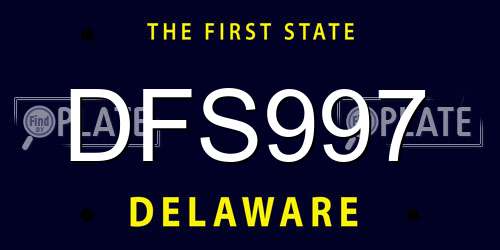 DFS997 Delaware License Plate
