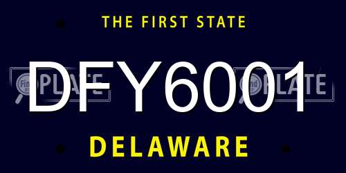 DFY6001 Delaware License Plate