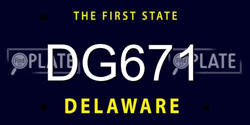 DG671 Delaware License Plate